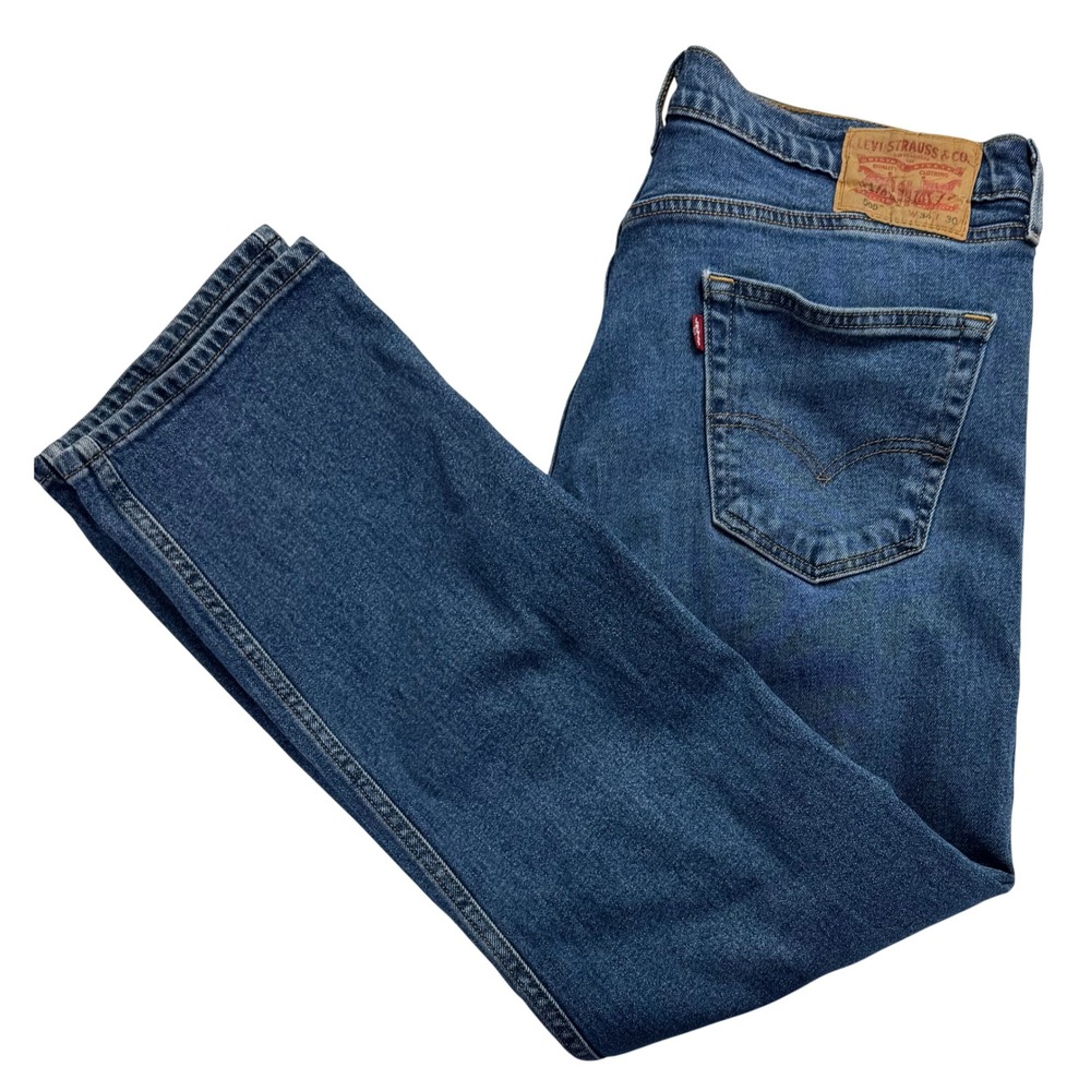Levis 505 Regular Fit Jeans Mens 34x30 Medium‎ Wash Blue Straight Leg Denim
